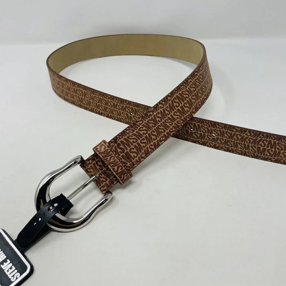 Steve Madden Womens Size‎ Medium Fish-Eye-Logo Waist Belt in Brown $38